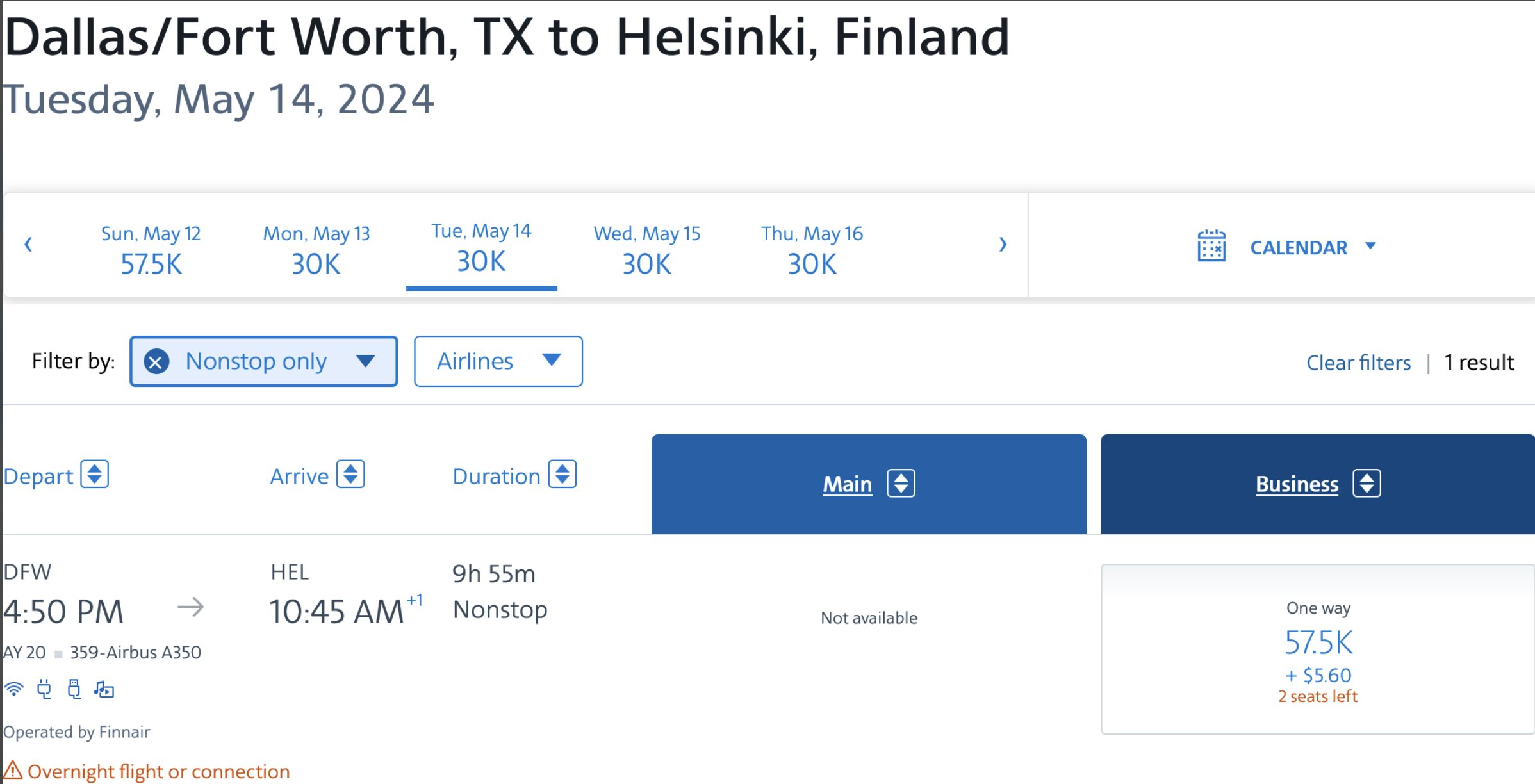 aa aadvantage finnair 